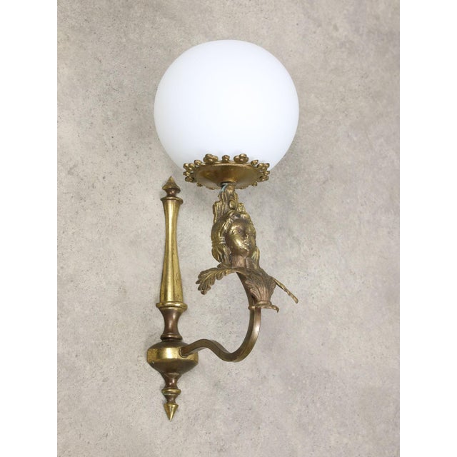 Italian Figural Brass Wall Lamp, Set of 2 For Sale - Image 4 of 15