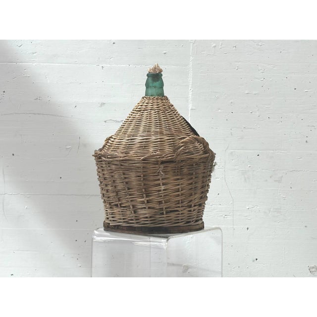 1960s Mid-Century Italian Glass Balloon Bottle in Wickerwork, 1960s For Sale - Image 5 of 14