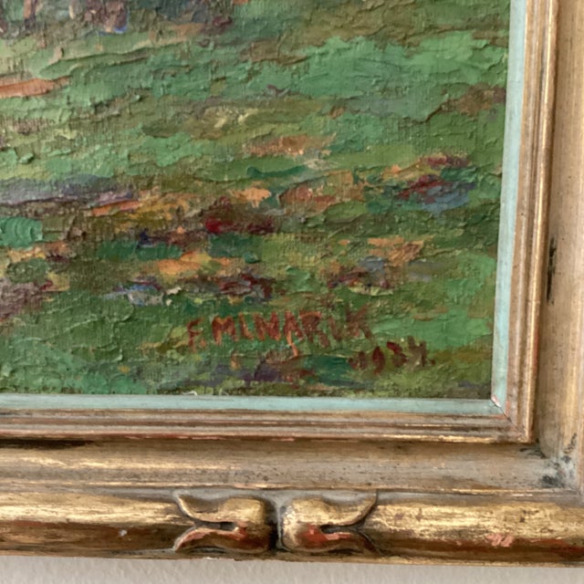 Impressionistic French Landscape Painting on Canvas" Blooming Trees" Signed Framed Circa 1934 For Sale - Image 11 of 12