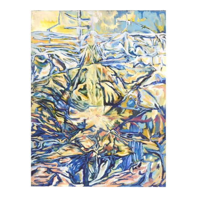 "Visions of the Metropolis" Visionary Landscape and Hills Original Oil on Canvas by Travis Flack For Sale