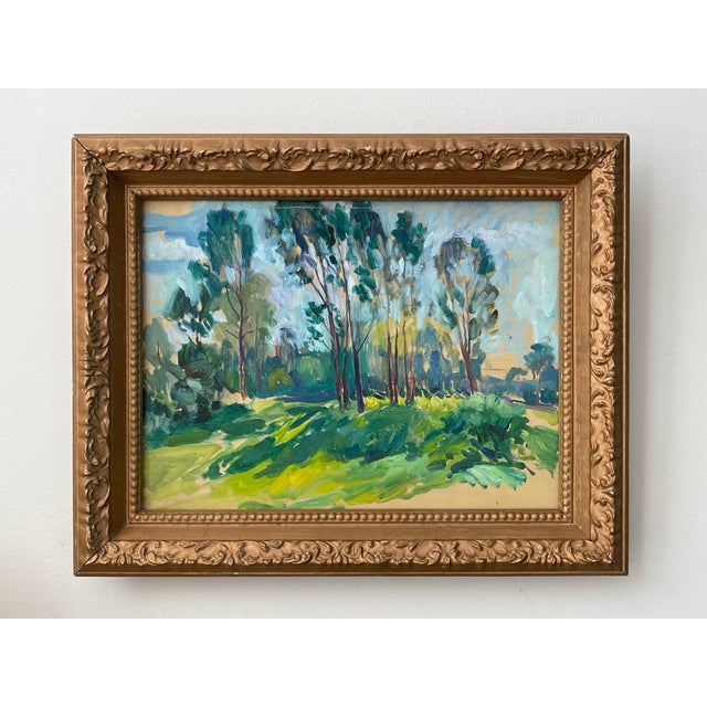 Late 20th Century Impressionist Oil on Board Grove of Trees, Framed For Sale - Image 17 of 17