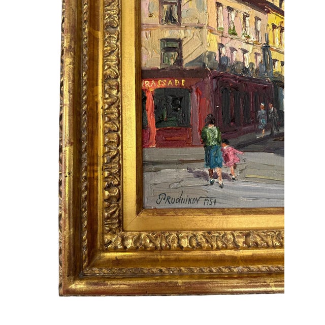1950s 1950s Framed Prudnikov French Cityscape Oil Painting For Sale - Image 5 of 12