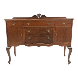 Baker Furniture Queen Anne Revival Walnut Sideboard, Circa 1920s | Newly Refinished For Sale