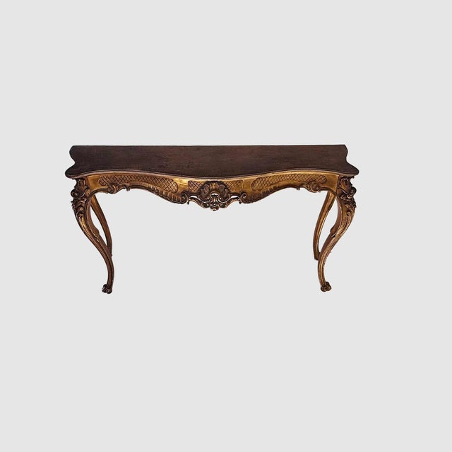 Italian Carved Gilt Wood Console Table For Sale - Image 4 of 7