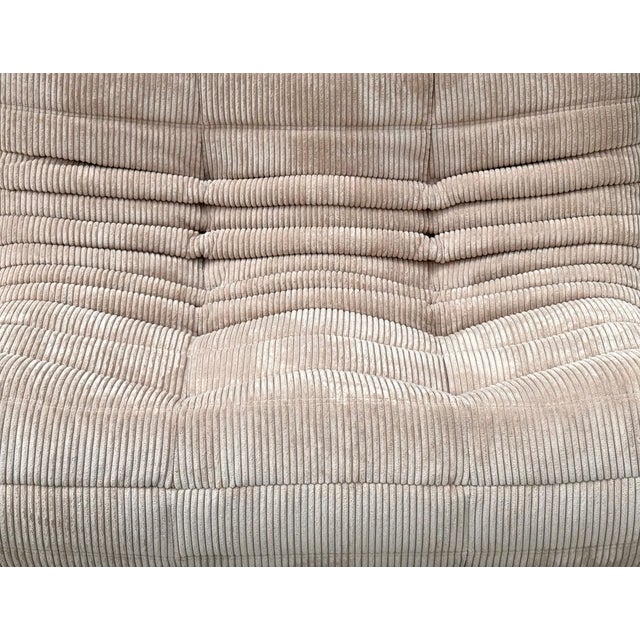 Ligne Roset French Togo Two-Seater Sofa in Beige Corduroy by Michel Ducaroy for Ligne Roset, 1970s For Sale - Image 4 of 10