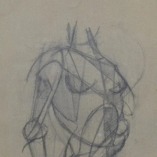 Cubist Style Female Studies of Life Drawings, Early 20th Century, Set of 2 For Sale - Image 6 of 13