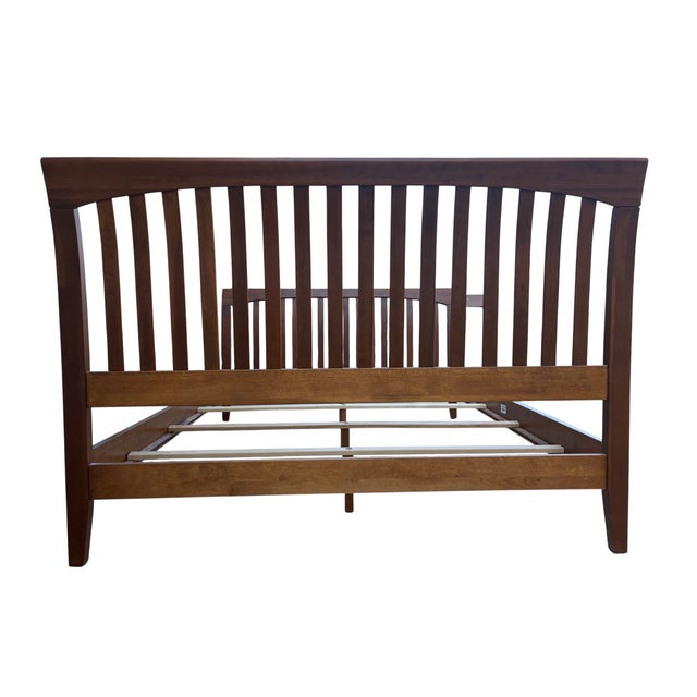 Vintage Ethan Allen American Impressions Queen Sleigh Bed Mission Arts Crafts Headboard For Sale In Philadelphia - Image 6 of 14