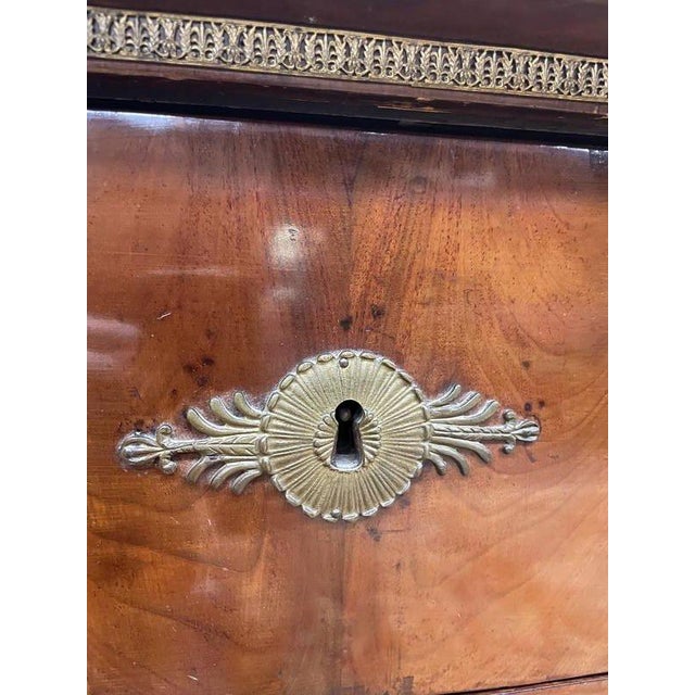 Empire Chest of Drawers in Mahogany and Carrara Marble For Sale - Image 9 of 10