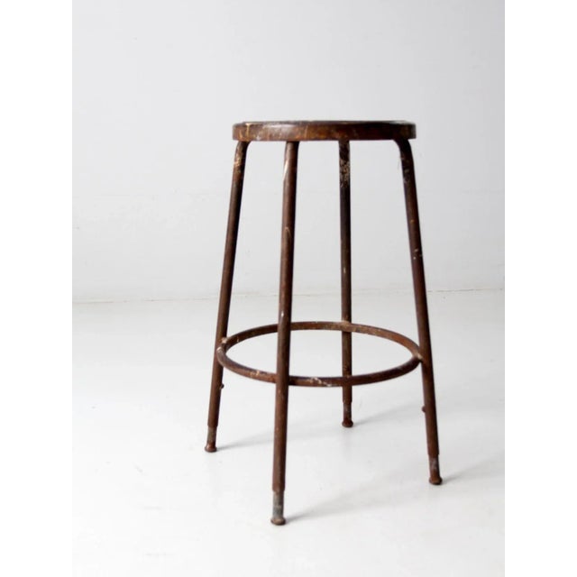 Vintage Industrial Metal Stool For Sale - Image 6 of 10