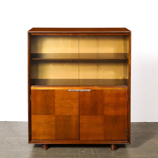 Art Deco Walnut Cabinet With Lucite Pulls & Glass Front by Gilbert Rohde For Sale In New York - Image 6 of 17