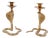 Engraved Brass Cobra Candlesticks, 1960s, Set of 2 For Sale
