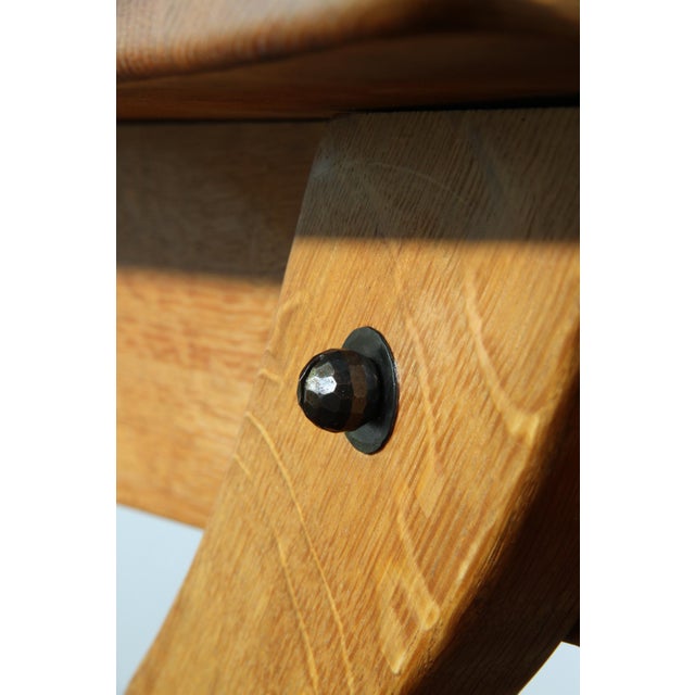 Small Vintage Brutalist Oak Writing Desk, Denmark, 1960s For Sale - Image 4 of 17