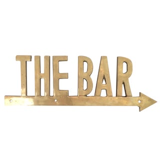 Mid Century Brass Bar Sign For Sale