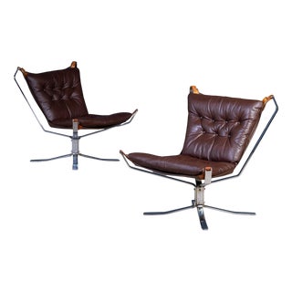 Superstar Armchairs in Leather with Steel Frames, 1970s, Set of 2 For Sale