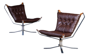 Superstar Armchairs in Leather with Steel Frames, 1970s, Set of 2
