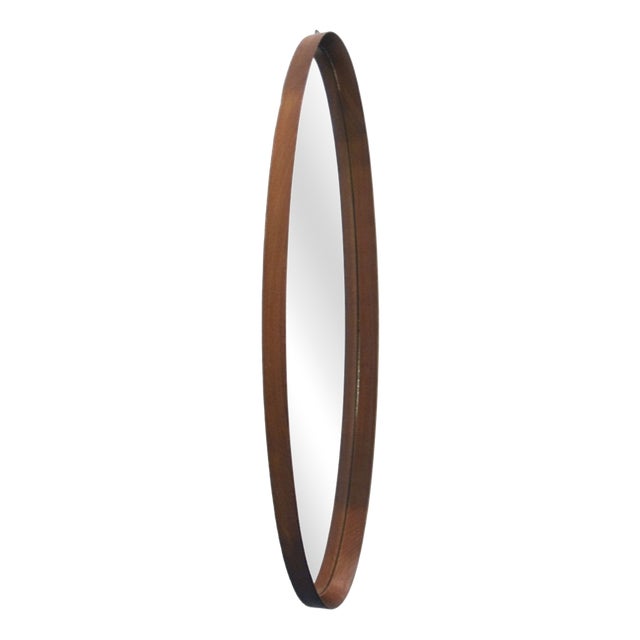 Oval Mirror with Wooden Frame, 1950s For Sale