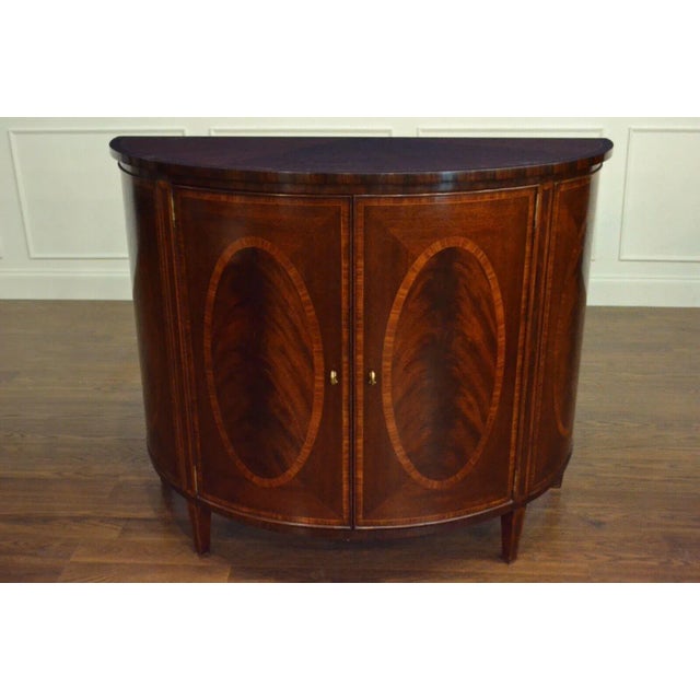 Wood Leighton Hall Showroom Sample - Mahogany Demilune Cabinet For Sale - Image 7 of 11