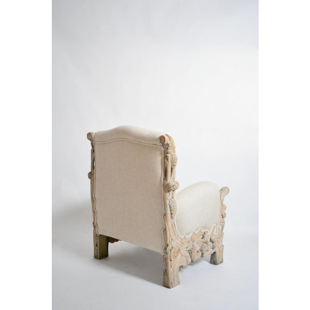 Fruits and Foliage Chair in Carved Limed Oak, 1970s For Sale - Image 3 of 5