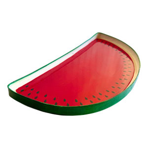Whimsical Hand-Painted Watermelon Tray – Signed Adela - Papier-Mâché Folk Art