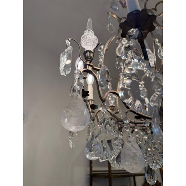 Vintage Rock and Cut Crystal Chandelier For Sale - Image 9 of 9