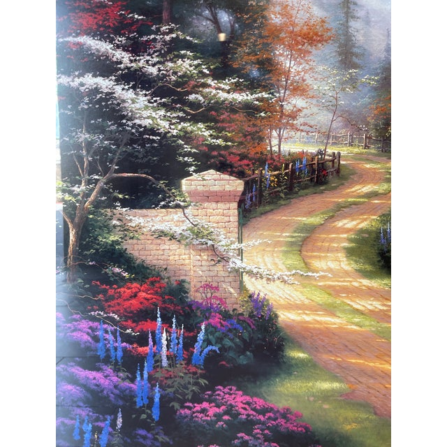 Printmaking Materials 1996 Thomas Kinkade “Spring Gate” Large Framed Print For Sale - Image 7 of 12