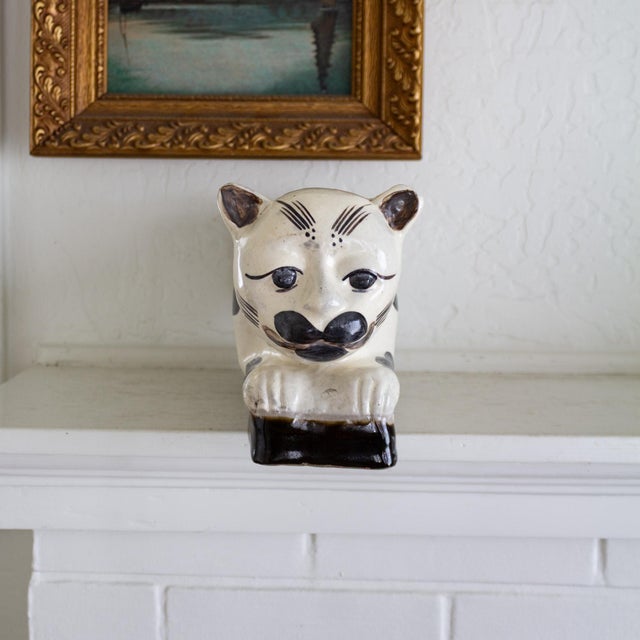 19th Century Chinese Cizhou Ware Double Headed Cat Ceramic Headrest Pillow For Sale - Image 9 of 18