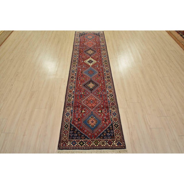 Tribal Yalameh Runner 2’9” X 9’9” Red Wool Vintage Tribal Hand-Knotted Rug For Sale - Image 3 of 13