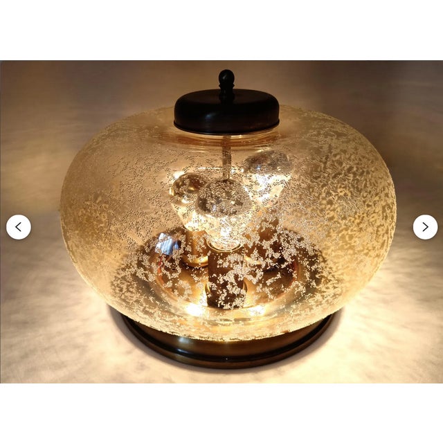 Metal Art Deco Amber Murano Glass Flush Mount, 1970s For Sale - Image 7 of 12