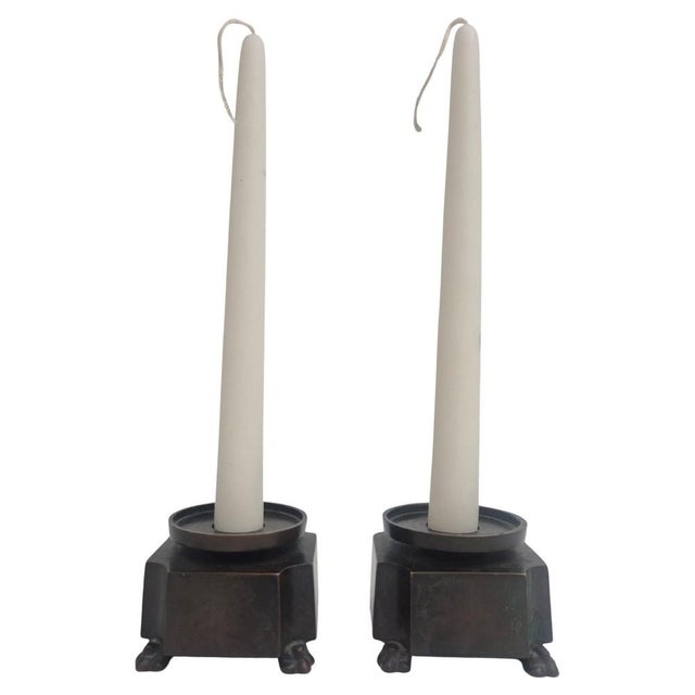 Swedish Grace Bronze Candleholders by Jacob Ängman for GAB, 1920s, Set of 2 For Sale - Image 11 of 11