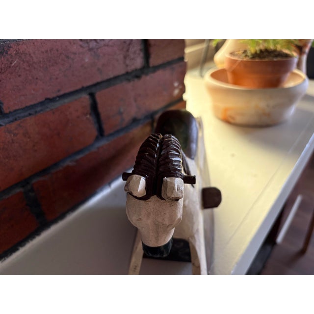 Vintage Wooden Rocking Horse – Hand Painted Folk Art Decor, 13” Length For Sale - Image 10 of 12