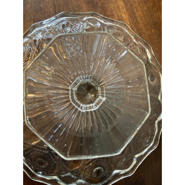 L E Smith Heritage Collection “Quintec” Pattern Pedestal Cake Stand For Sale - Image 12 of 12