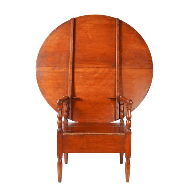 American Delaware Valley Metamorphic Table/Chair Tilt Top Monk's Bench in Cherry, C. 1900's For Sale - Image 3 of 12