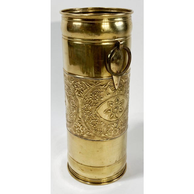 Vintage Brass Floral Motif Umbrella Stand For Sale In Kansas City - Image 6 of 8