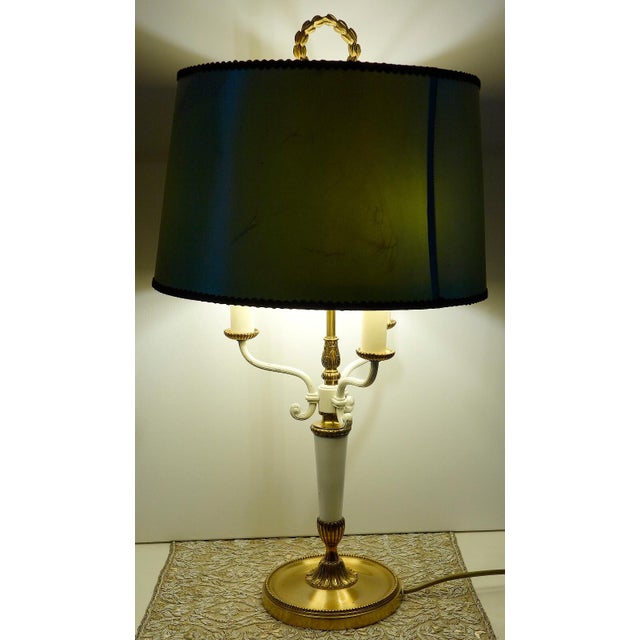 Gold French Bouillotte Brass Shade Table Lamp from Unbekannt, 1950s For Sale - Image 8 of 11