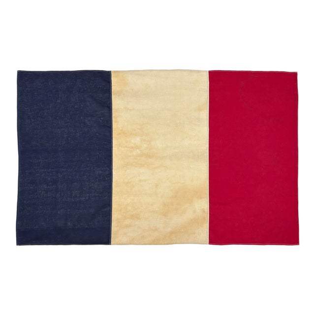French Cotton Flag Sewn From Vintage Textiles For Sale
