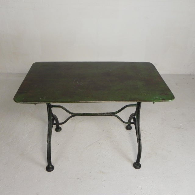 1950s Steel Garden Bistro Table with Curved T-Profiles, 1950s For Sale - Image 5 of 18