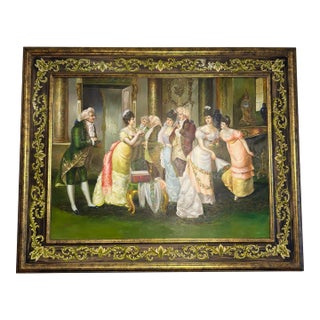 Late 20th Century M. Picot Original Ballroom Oil Painting For Sale