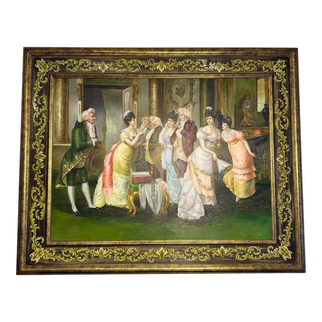Late 20th Century M. Picot Original Ballroom Oil Painting For Sale