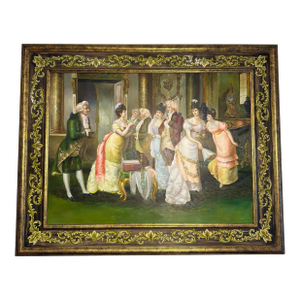 Late 20th Century M. Picot Original Ballroom Oil Painting