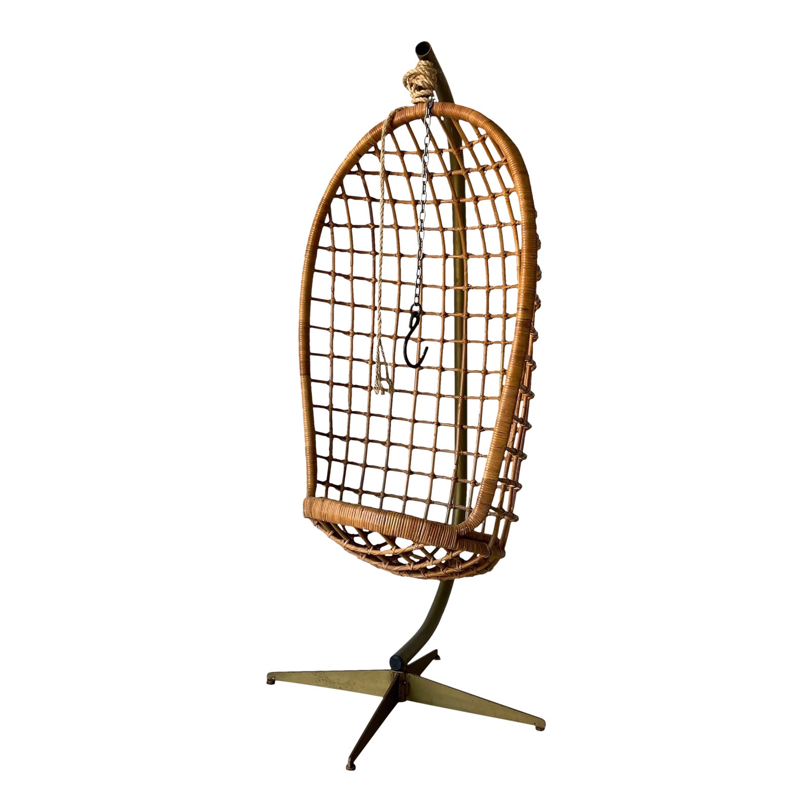 Vintage Rattan Hanging Egg Chair Chairish