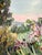 Large-scale original Impressionist-style garden landscape oil painting signed P. M. Overton, featuring an exuberant...