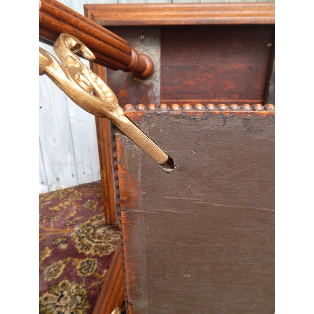 Wood 1920's Oak & Gilded Iron Parlor Table For Sale - Image 7 of 9