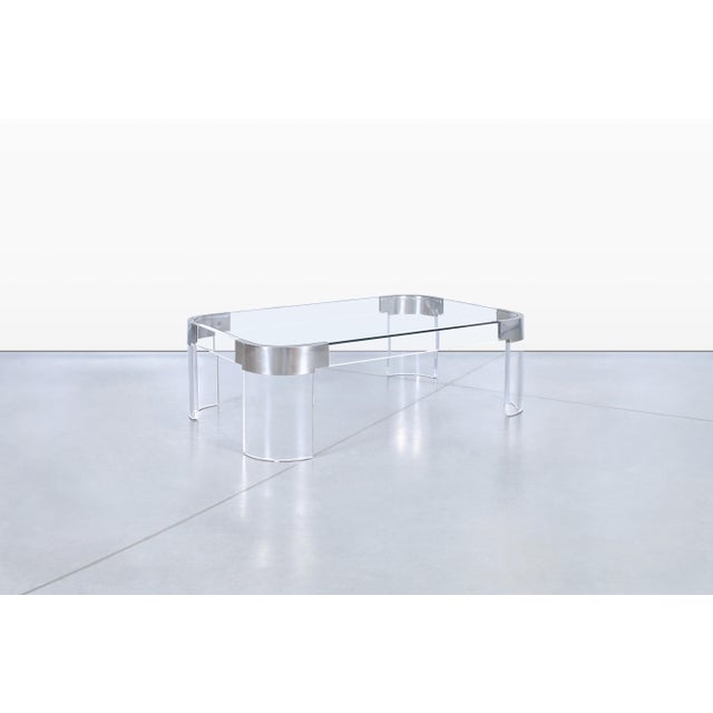 Charles Hollis Jones Vintage Chrome and Lucite “Waterfall” Coffee Table by Charles Hollis Jones For Sale - Image 4 of 12