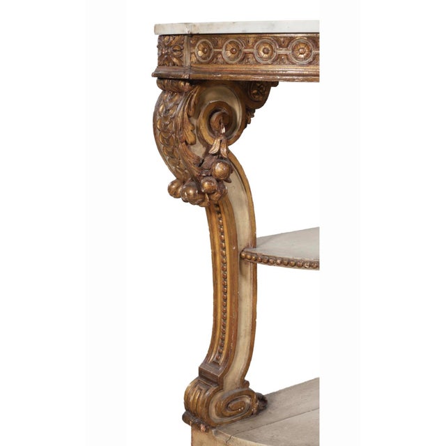 French Louis XVI Style Creme Peinte Giltwood Console Table, 19th Century For Sale - Image 4 of 6