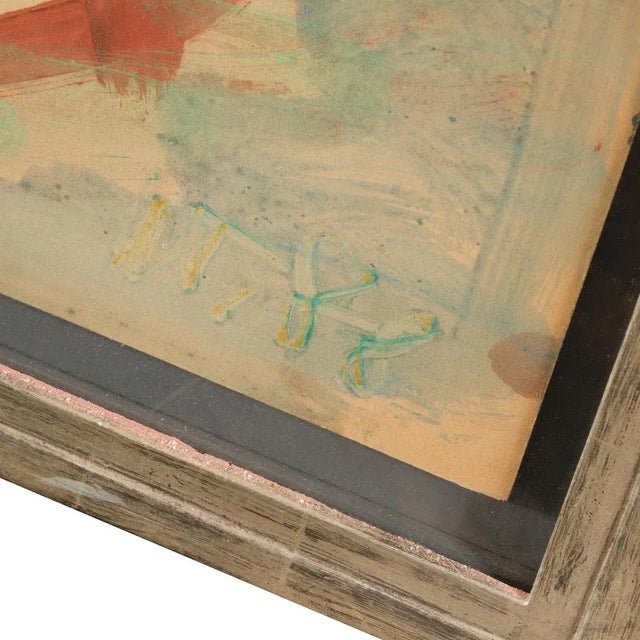 Günter Tollmann "1988" Gouache on cardboard framed behind glass High quality frame with white gold gilded over corner with...