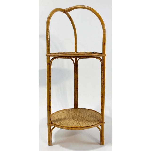 Wood Scorched Bamboo Tiered Serving Stand For Sale - Image 7 of 9