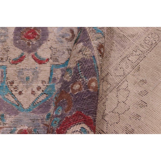 Purple Boho Chic Vintage Blue/Purple Wool Rug - 6'5'' X 9'4'' For Sale - Image 8 of 10