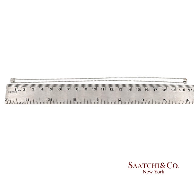 18k(750) White Gold Natural Diamond Square Box Shape Pendant Necklace With Chain For Sale - Image 11 of 11