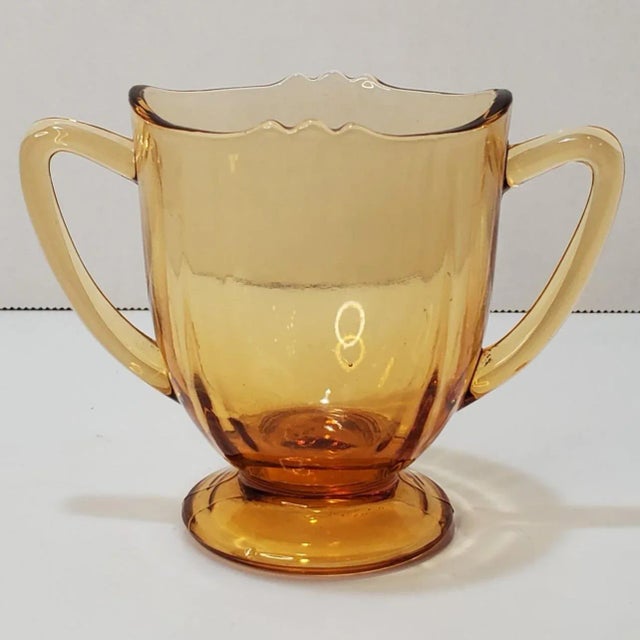 1930s 1930s Art Nouveau New Martinsville Amber 44 Glass Open Sugar For Sale - Image 5 of 5