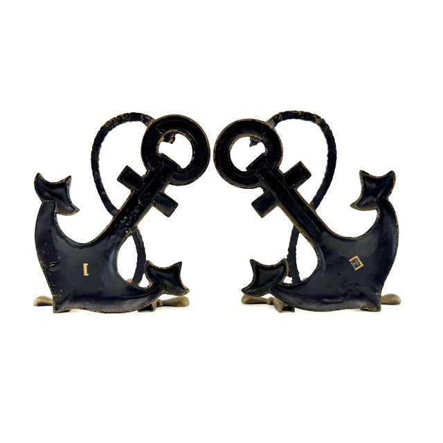 Brass Vintage Solid Brass Nautical Anchor Bookends, a Pair For Sale - Image 8 of 10